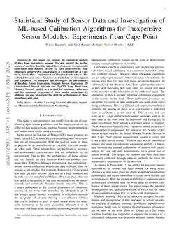 Statistical Study of Sensor Data and Investigation of ML-based Calibration Algorithms for Inexpensive Sensor Modules: Experiments from Cape Point