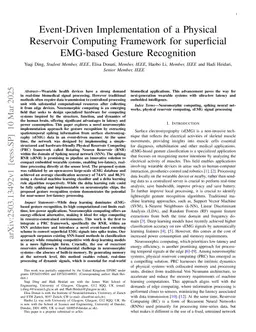 Event-Driven Implementation of a Physical Reservoir Computing Framework for superficial EMG-based Gesture Recognition