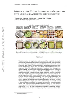 Long-horizon Visual Instruction Generation with Logic and Attribute Self-reflection