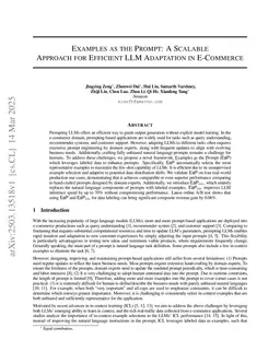 Examples as the Prompt: A Scalable Approach for Efficient LLM Adaptation in E-Commerce
