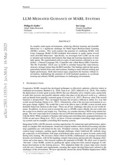 LLM-Mediated Guidance of MARL Systems