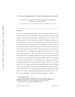 A Convex formulation for linear discriminant analysis