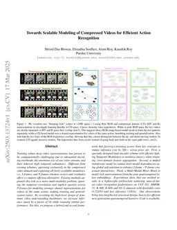 Towards Scalable Modeling of Compressed Videos for Efficient Action Recognition