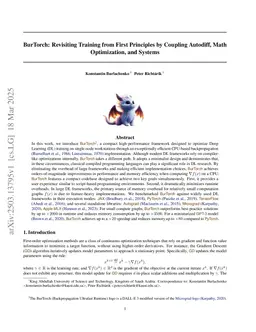 BurTorch: Revisiting Training from First Principles by Coupling Autodiff, Math Optimization, and Systems