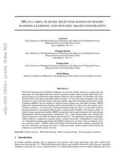Multi-label feature selection based on binary hashing learning and dynamic graph constraints