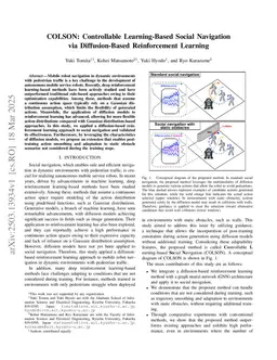 COLSON: Controllable Learning-Based Social Navigation via Diffusion-Based Reinforcement Learning