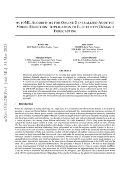 AutoML Algorithms for Online Generalized Additive Model Selection: Application to Electricity Demand Forecasting