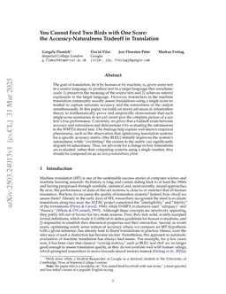 You Cannot Feed Two Birds with One Score: the Accuracy-Naturalness Tradeoff in Translation