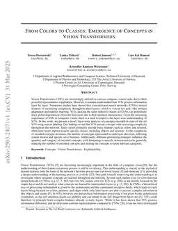 From Colors to Classes: Emergence of Concepts in Vision Transformers