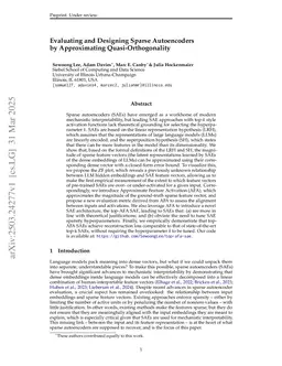 Evaluating and Designing Sparse Autoencoders by Approximating Quasi-Orthogonality