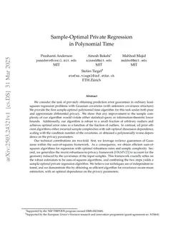 Sample-Optimal Private Regression in Polynomial Time