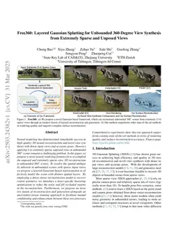 Free360: Layered Gaussian Splatting for Unbounded 360-Degree View Synthesis from Extremely Sparse and Unposed Views