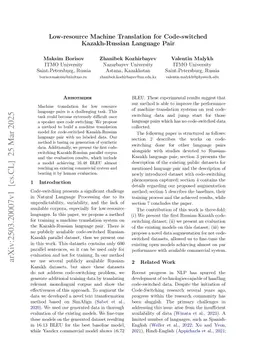 Low-resource Machine Translation for Code-switched Kazakh-Russian Language Pair