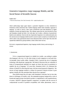 Generative Linguistics, Large Language Models, and the Social Nature of Scientific Success