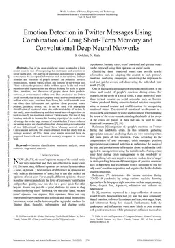 Emotion Detection in Twitter Messages Using Combination of Long Short-Term Memory and Convolutional Deep Neural Networks
