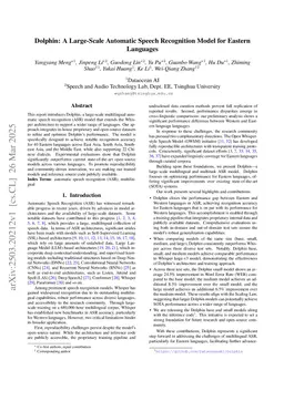 Dolphin: A Large-Scale Automatic Speech Recognition Model for Eastern Languages