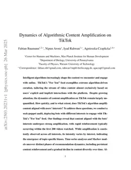 Dynamics of Algorithmic Content Amplification on TikTok