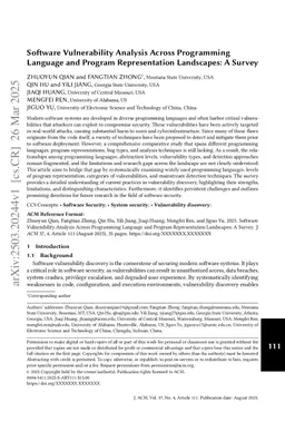Software Vulnerability Analysis Across Programming Language and Program Representation Landscapes: A Survey