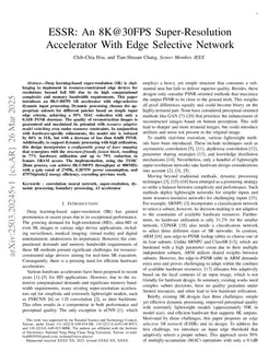ESSR: An 8K@30FPS Super-Resolution Accelerator With Edge Selective Network