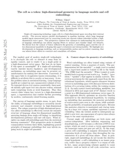 The cell as a token: high-dimensional geometry in language models and cell embeddings