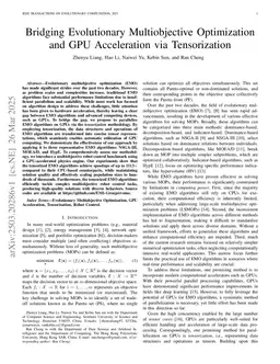 Bridging Evolutionary Multiobjective Optimization and GPU Acceleration via Tensorization