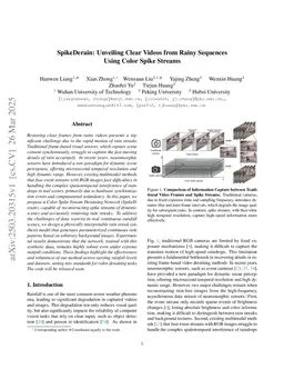 SpikeDerain: Unveiling Clear Videos from Rainy Sequences Using Color Spike Streams
