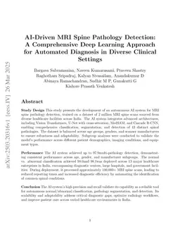 AI-Driven MRI Spine Pathology Detection: A Comprehensive Deep Learning Approach for Automated Diagnosis in Diverse Clinical Settings