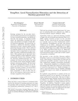TempTest: Local Normalization Distortion and the Detection of Machine-generated Text