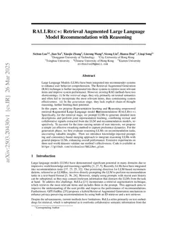 RALLRec+: Retrieval Augmented Large Language Model Recommendation with Reasoning