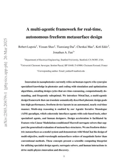 A multi-agentic framework for real-time, autonomous freeform metasurface design