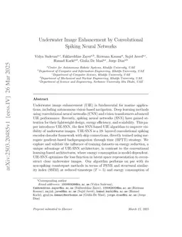 Underwater Image Enhancement by Convolutional Spiking Neural Networks