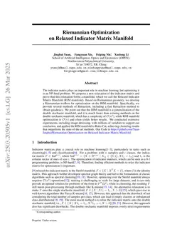 Riemannian Optimization on Relaxed Indicator Matrix Manifold