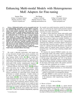 Enhancing Multi-modal Models with Heterogeneous MoE Adapters for Fine-tuning