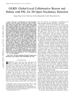GLRD: Global-Local Collaborative Reason and Debate with PSL for 3D Open-Vocabulary Detection