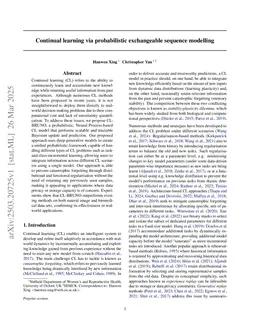 Continual learning via probabilistic exchangeable sequence modelling