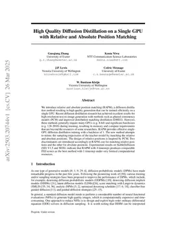 High Quality Diffusion Distillation on a Single GPU with Relative and Absolute Position Matching