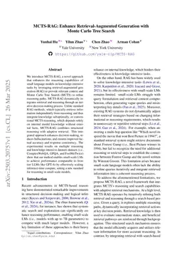 MCTS-RAG: Enhancing Retrieval-Augmented Generation with Monte Carlo Tree Search