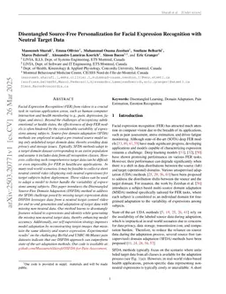 Disentangled Source-Free Personalization for Facial Expression Recognition with Neutral Target Data