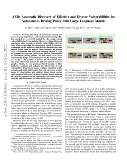 AED: Automatic Discovery of Effective and Diverse Vulnerabilities for Autonomous Driving Policy with Large Language Models