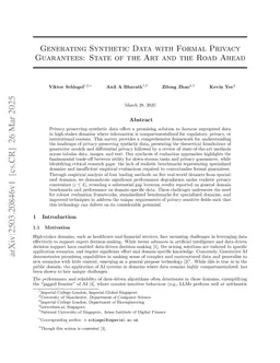 Generating Synthetic Data with Formal Privacy Guarantees: State of the Art and the Road Ahead