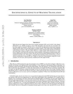 Sociotechnical Effects of Machine Translation