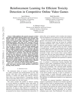 Reinforcement Learning for Efficient Toxicity Detection in Competitive Online Video Games
