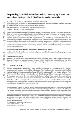 Improving User Behavior Prediction: Leveraging Annotator Metadata in Supervised Machine Learning Models