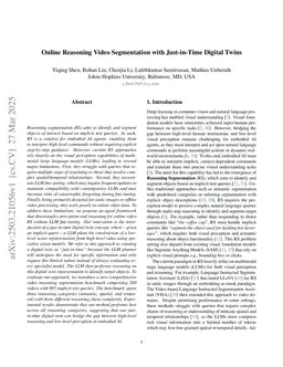 Online Reasoning Video Segmentation with Just-in-Time Digital Twins