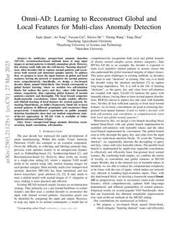 Omni-AD: Learning to Reconstruct Global and Local Features for Multi-class Anomaly Detection