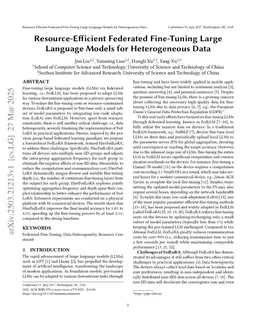 Resource-Efficient Federated Fine-Tuning Large Language Models for Heterogeneous Data