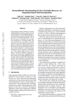 ResearchBench: Benchmarking LLMs in Scientific Discovery via Inspiration-Based Task Decomposition