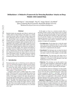 DeBackdoor: A Deductive Framework for Detecting Backdoor Attacks on Deep Models with Limited Data