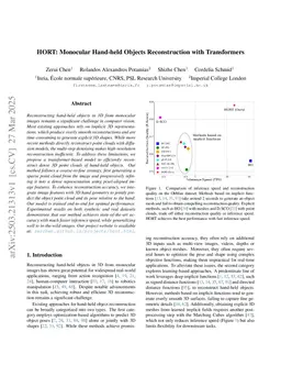 HORT: Monocular Hand-held Objects Reconstruction with Transformers