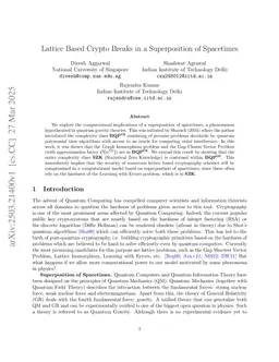 Lattice Based Crypto breaks in a Superposition of Spacetimes
